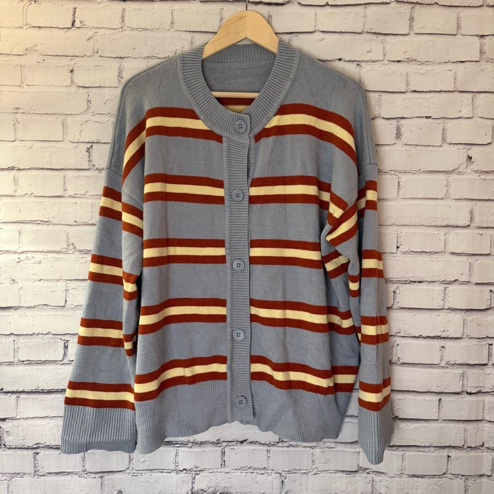 Striped Sweater -‎ Blue, Red, and Cream